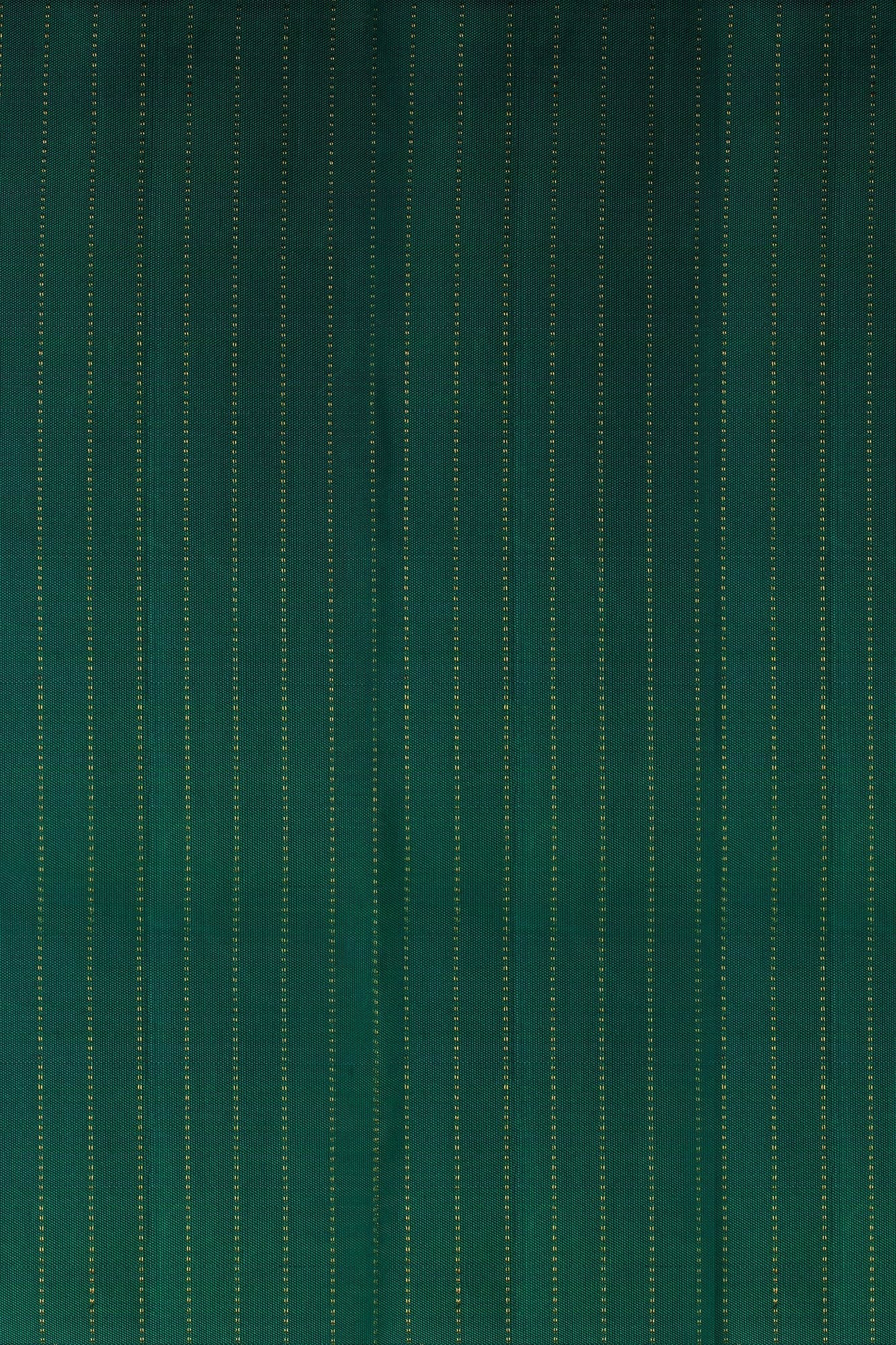 Green Kanjeevaram Line Zari Saree with Small Zari Border with Contrast Pallu