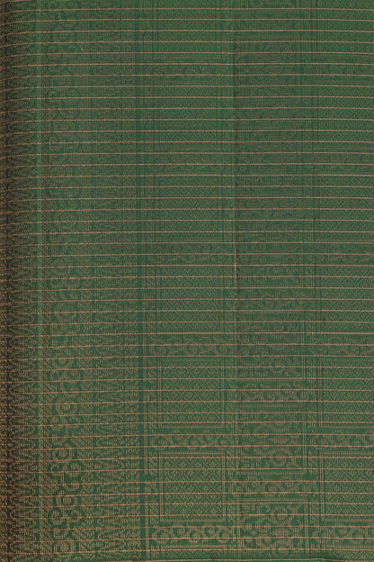 Green Pure Silk Saree With Small Zari Kattam And Mayil Buttas, fabric detail