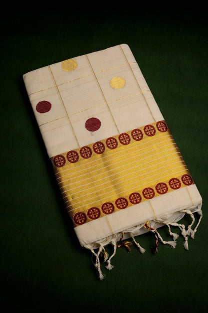 Kerala Set Saree Rudhraksha Design