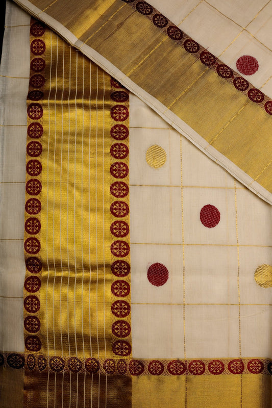 Kerala Set Saree Rudhraksha Design