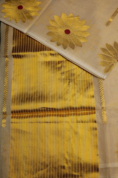Kerala Sunflower Tissue Set Saree