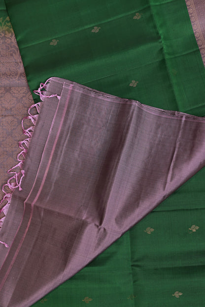 Lavender And Green Pure Silk Saree, design view 4