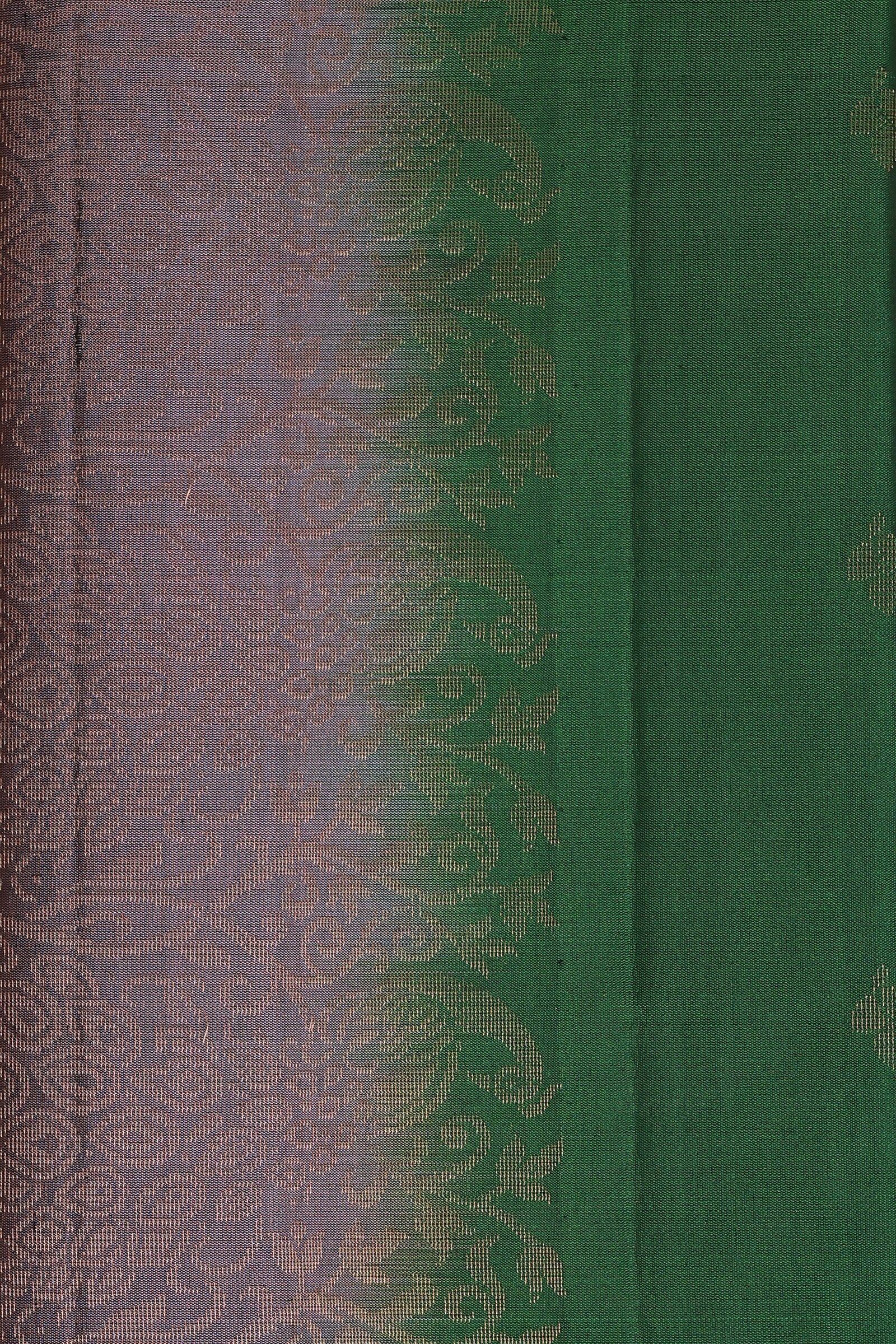 Lavender And Green Pure Silk Saree, fabric detail