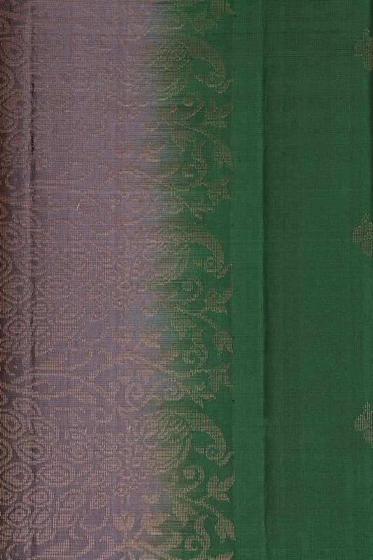 Lavender And Green Pure Silk Saree, fabric detail
