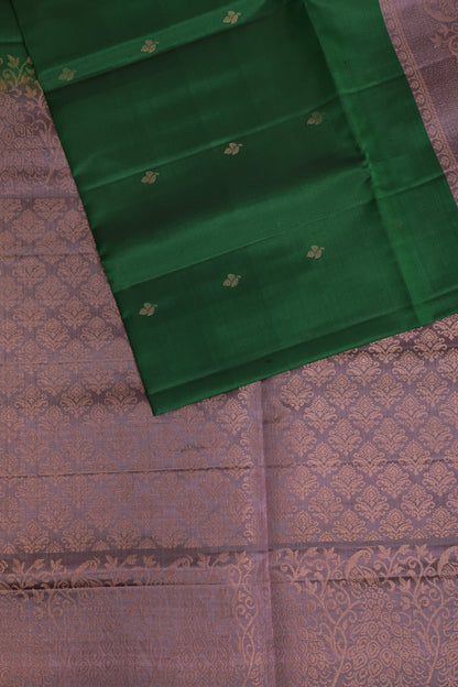 Lavender And Green Pure Silk Saree, folded saree view