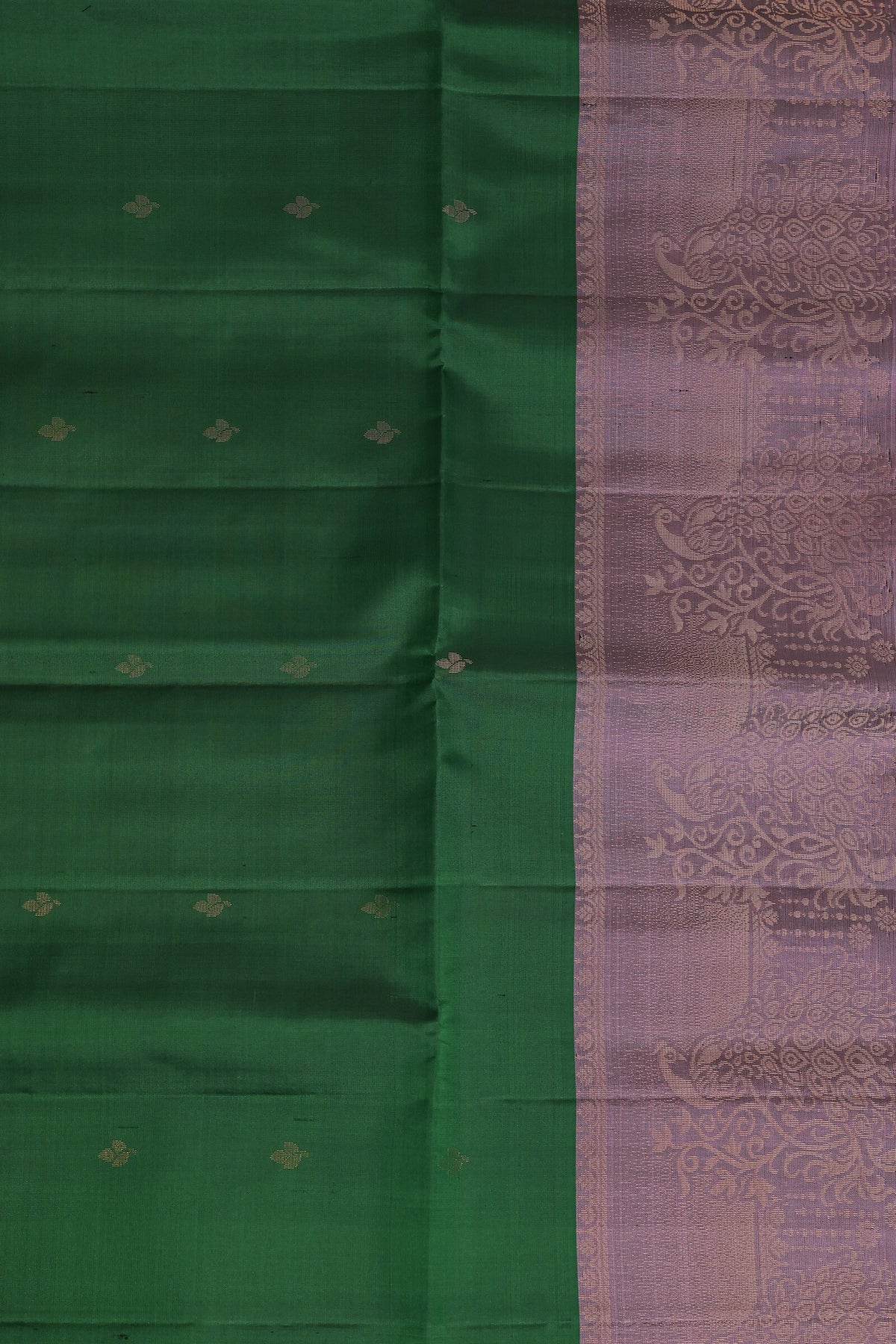 Lavender And Green Pure Silk Saree, design view 3