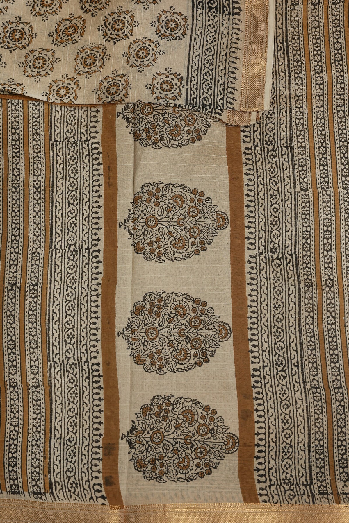 Linen Bagru Handblock Print Saree With Natural Dye, design view 3