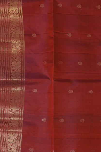 Magenta Red Pure Silk Saree With Elephant Zari Border, design view 4