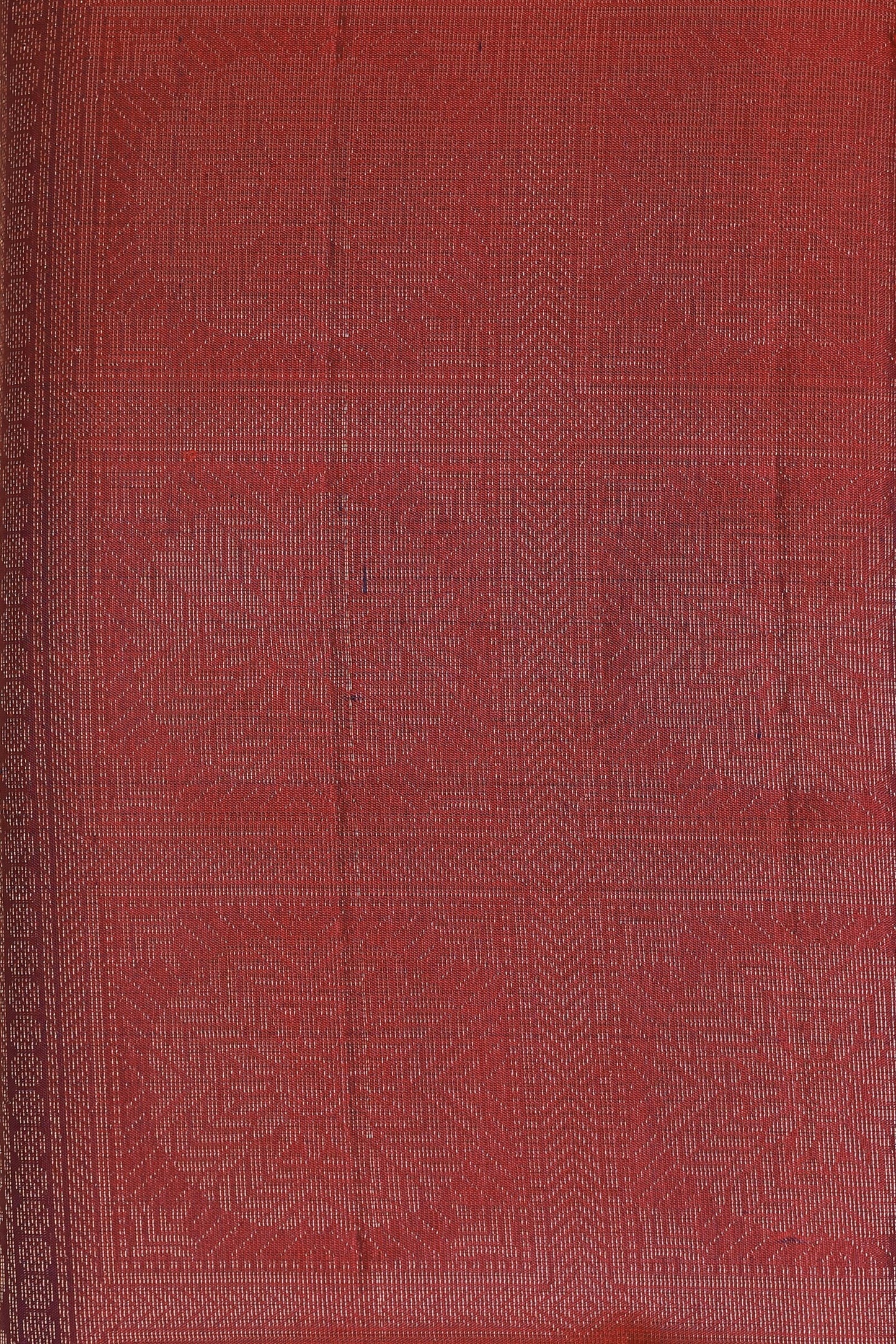 Magenta Red Pure Silk Saree With Elephant Zari Border, fabric detail