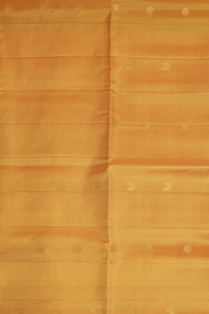 Mango Yellow Pure Silk Saree With Magenta Pallu, design view 3