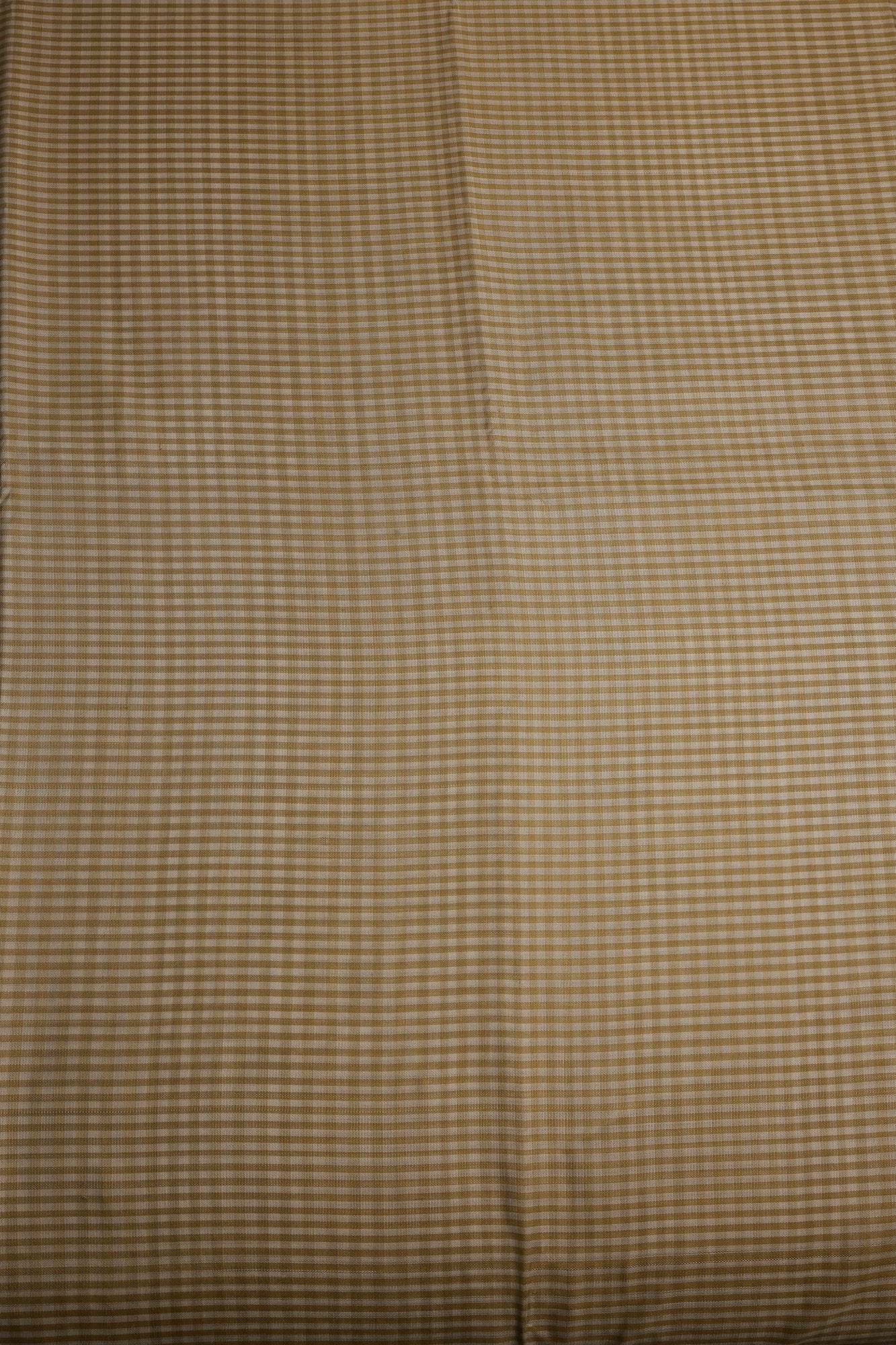 Off White and Beige Small Kattam Kanjeevaram Saree with Yellow Small Border and Pallu