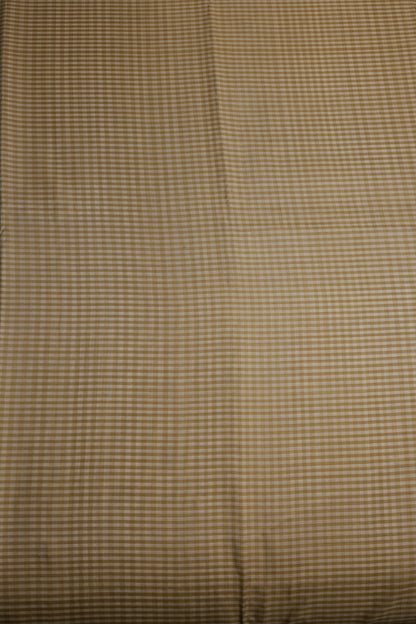 Off White and Beige Small Kattam Kanjeevaram Saree with Yellow Small Border and Pallu