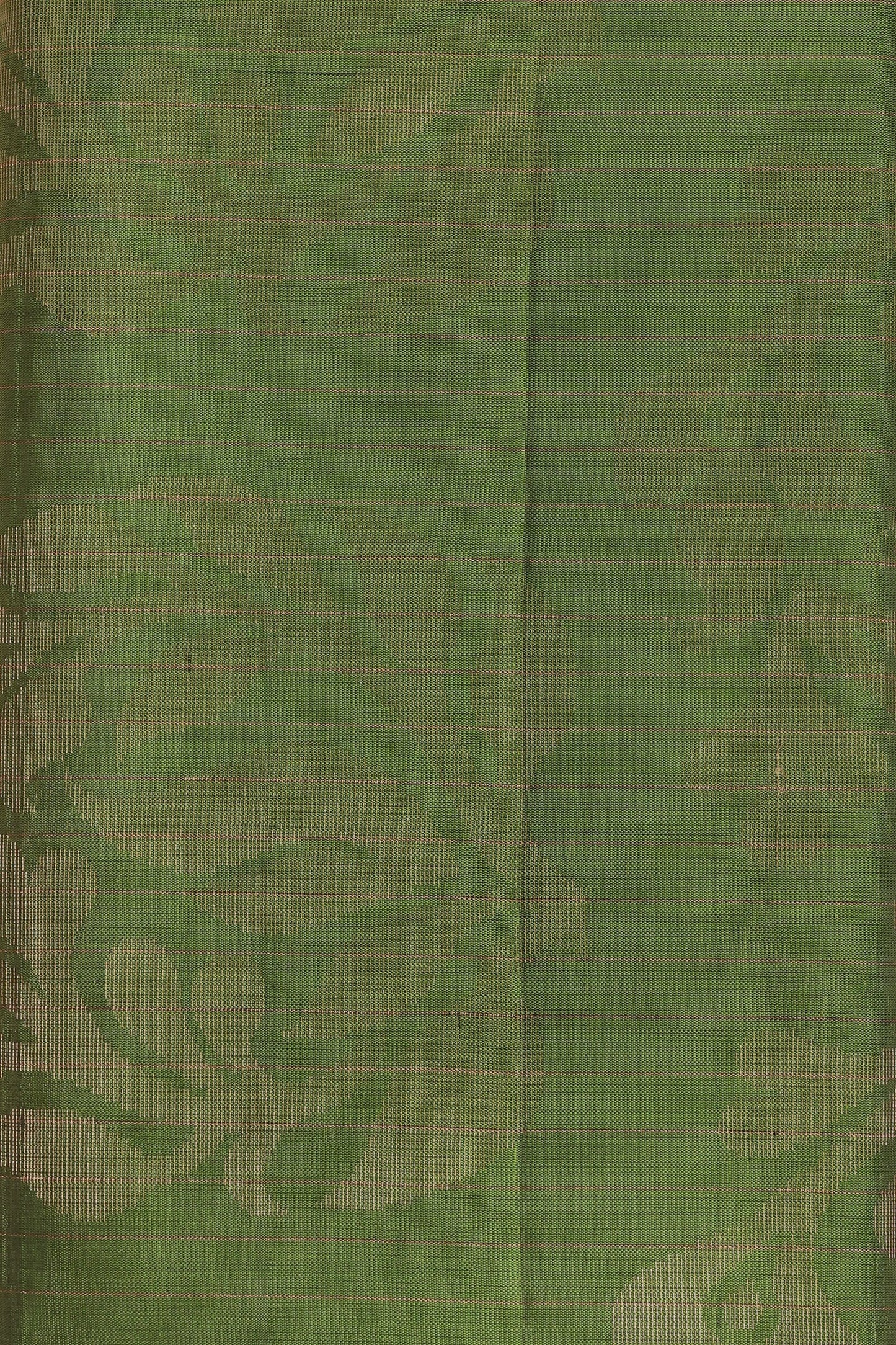 Parrot Green Pure Silk Saree With Zari Check Kattam, fabric detail
