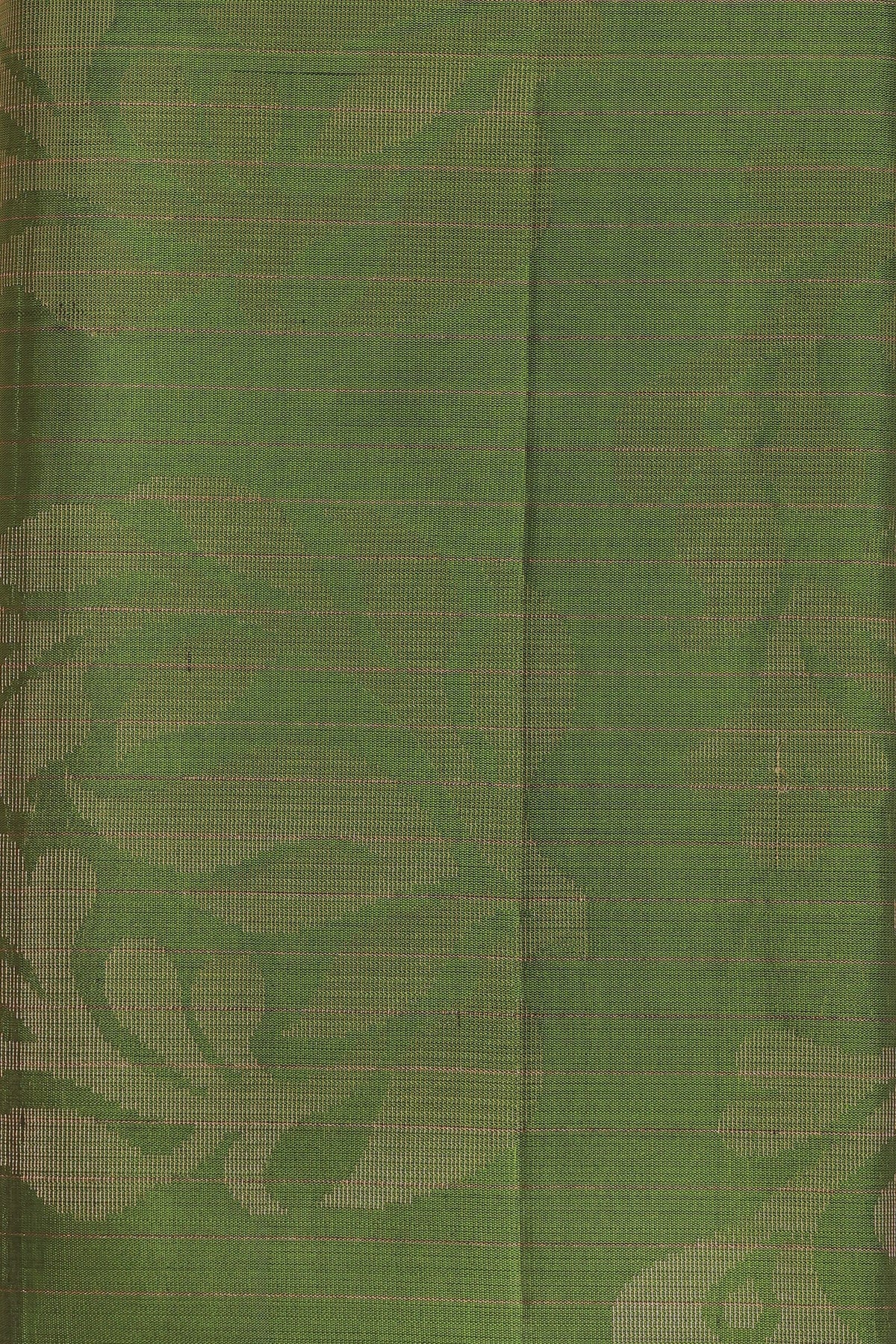 Parrot Green Pure Silk Saree With Zari Check Kattam, fabric detail