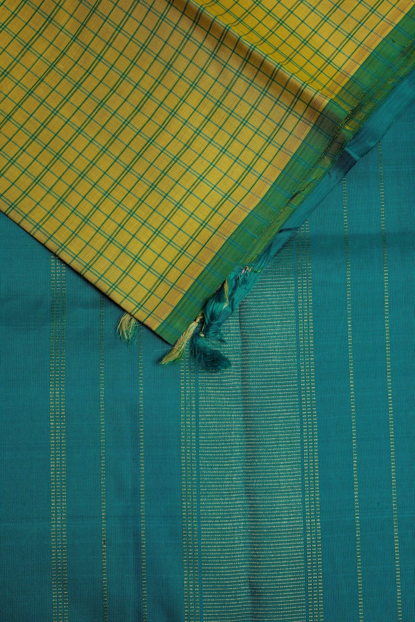 Pastel Green Saree with Blue Small Kattam