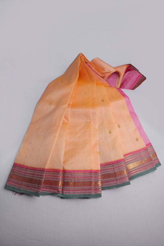 Peach and Pink Thirubhoovanam Silk Saree