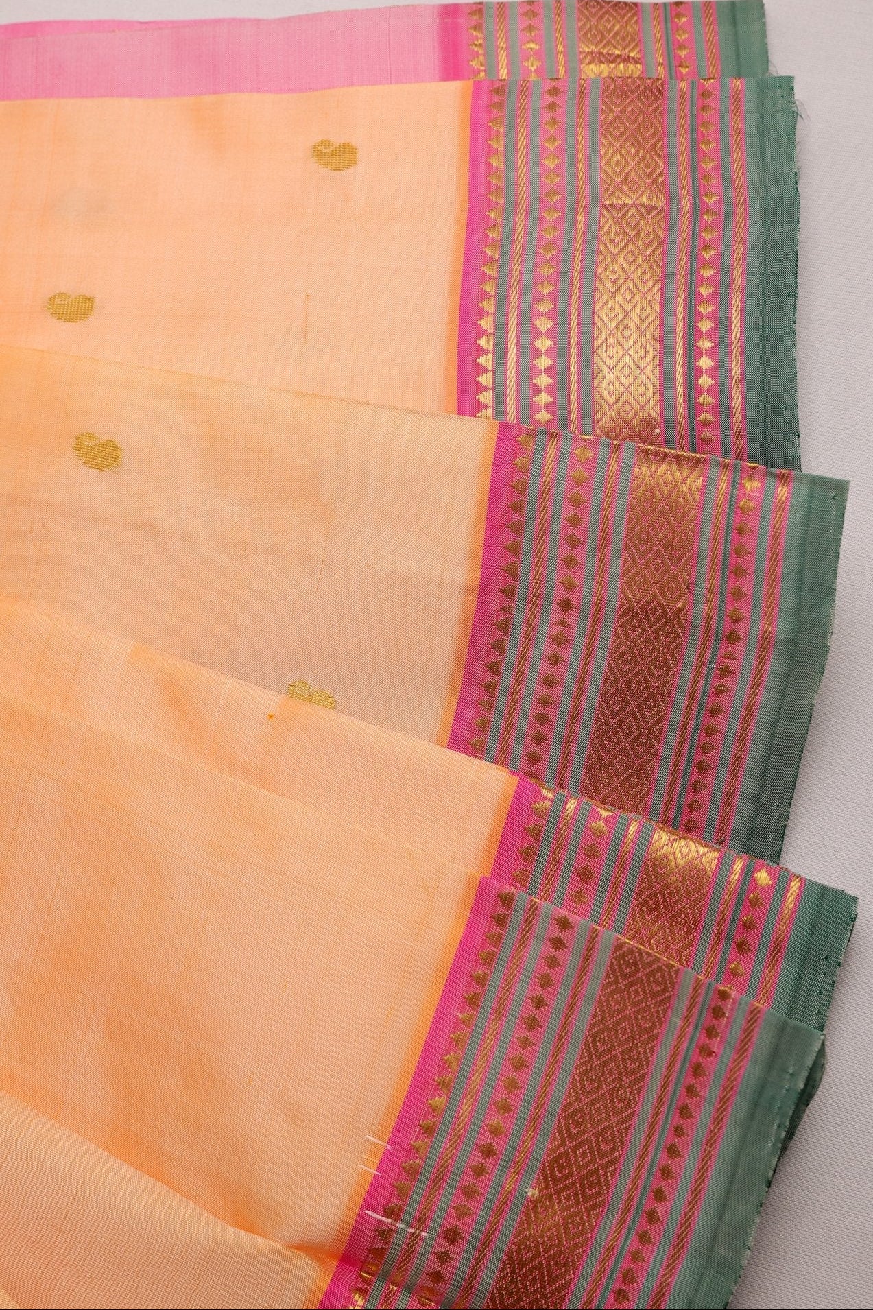 Peach and Pink Thirubhoovanam Silk Saree