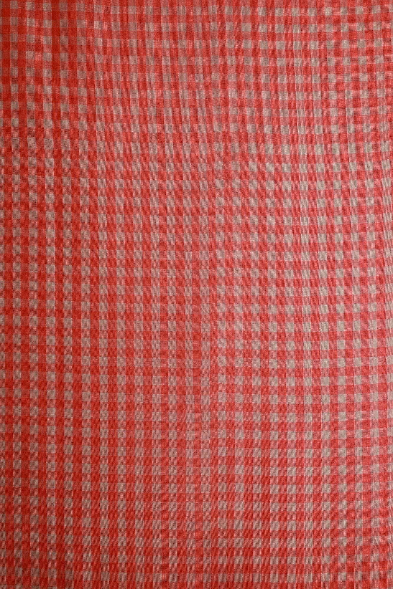 Peach Pink and Off White Mungi Checks Mulkalmuru Saree