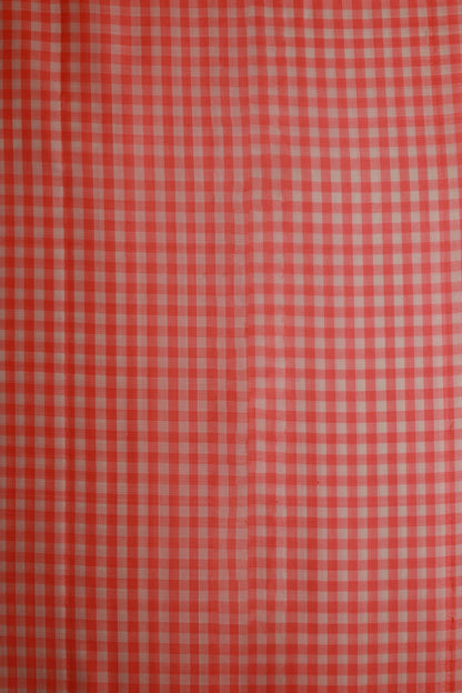 Peach Pink and Off White Mungi Checks Mulkalmuru Saree