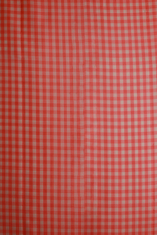 Peach Pink and Off White Mungi Checks Mulkalmuru Saree