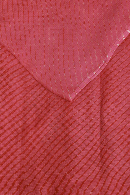 Pink And Red Kota Doria Lahariya Saree, folded saree view