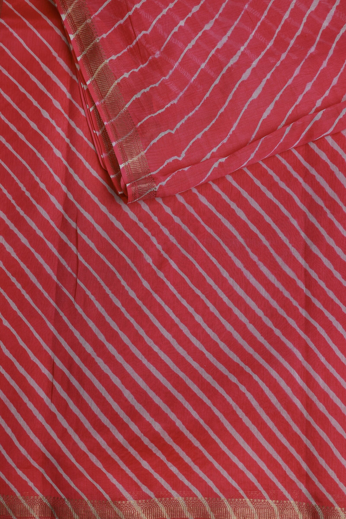 Pink Chanderi Lahariya Saree, folded saree view