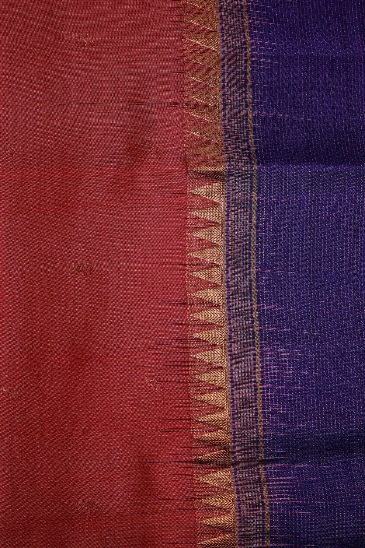 Pure Silk Saree Dark Onion Pink Saree with Violet Border with Zari Lines