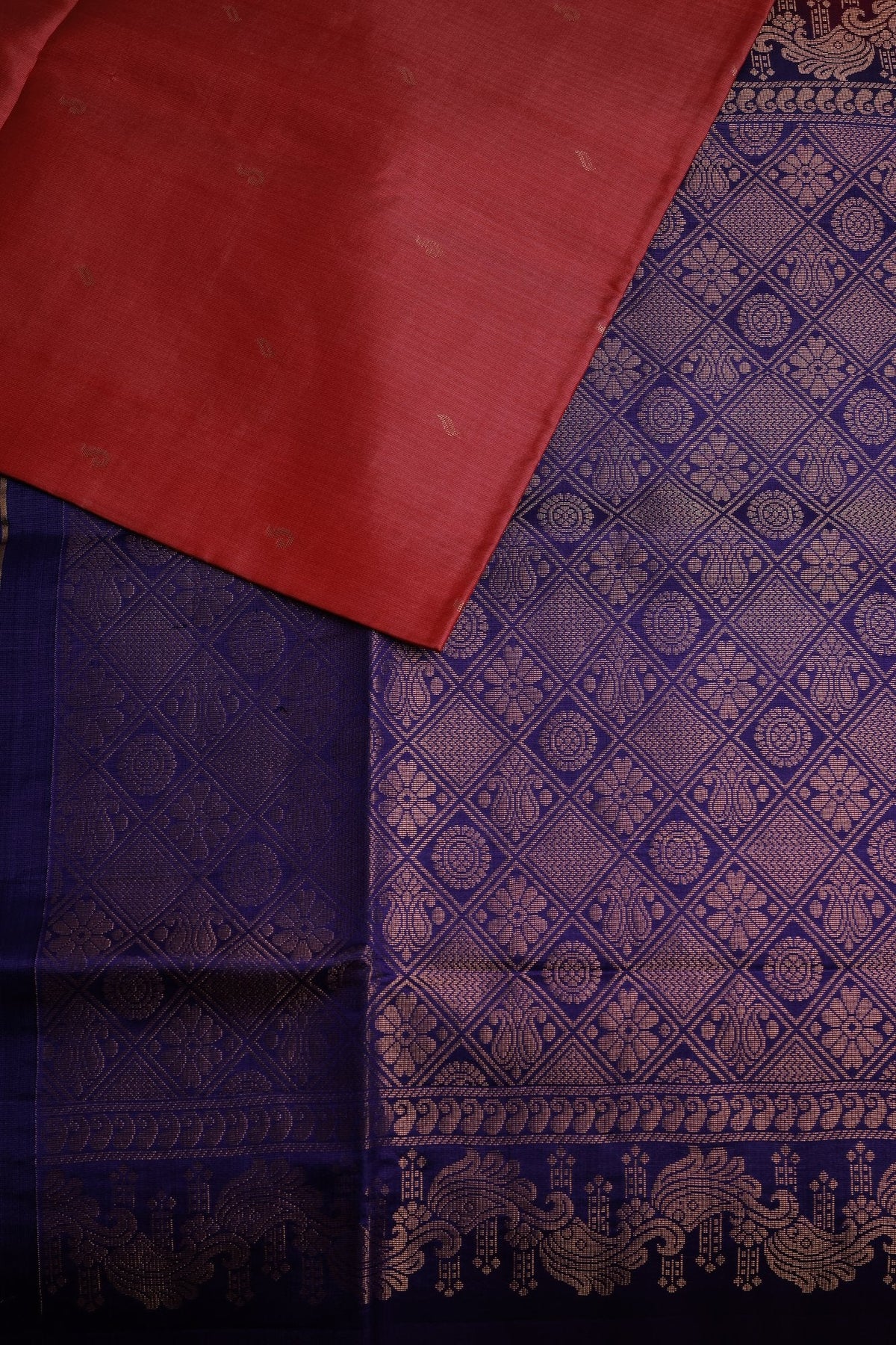 Pure Silk Saree Dark Onion Pink Saree with Violet Border with Zari Lines