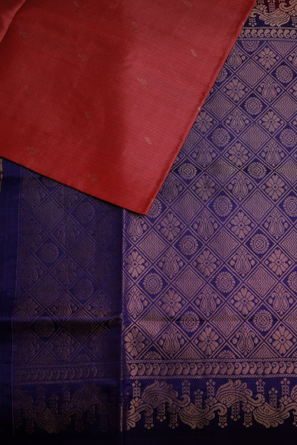 Pure Silk Saree Dark Onion Pink Saree with Violet Border with Zari Lines