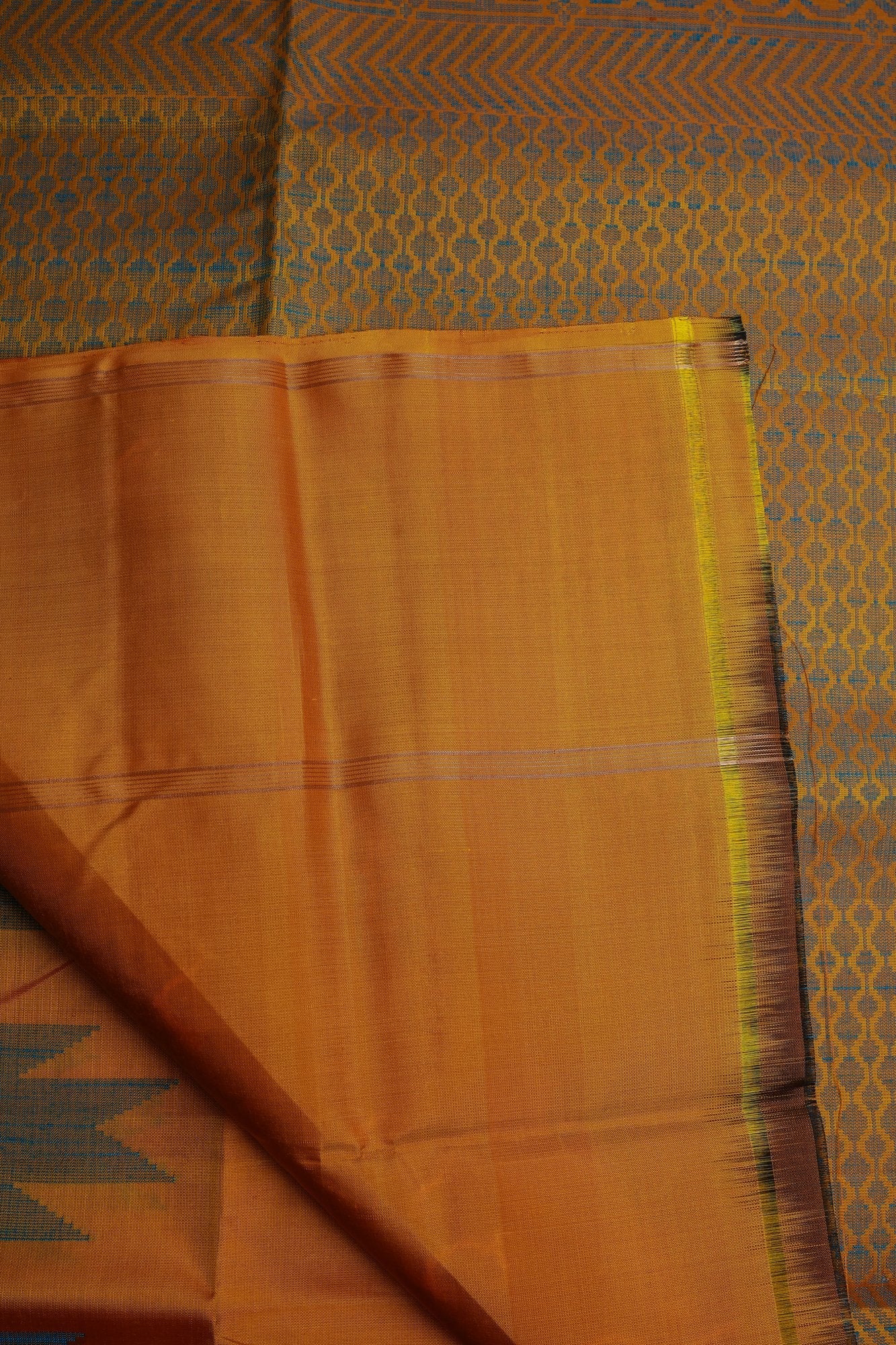 Pure Silk Saree Yellow Saree with Blue Thazhampoo Border