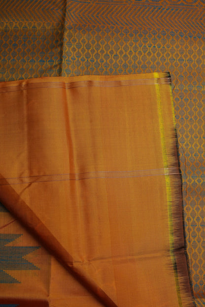 Pure Silk Saree Yellow Saree with Blue Thazhampoo Border