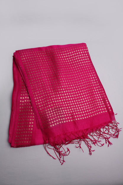 Rani Pink Matka Silk Saree with Sequence Weaving