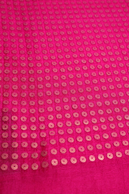 Rani Pink Matka Silk Saree with Sequence Weaving