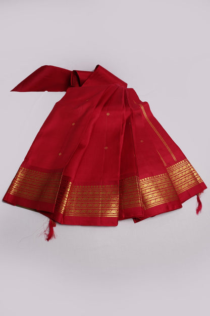 Red Thirubhoovanam Sarees with Golden Zari Border