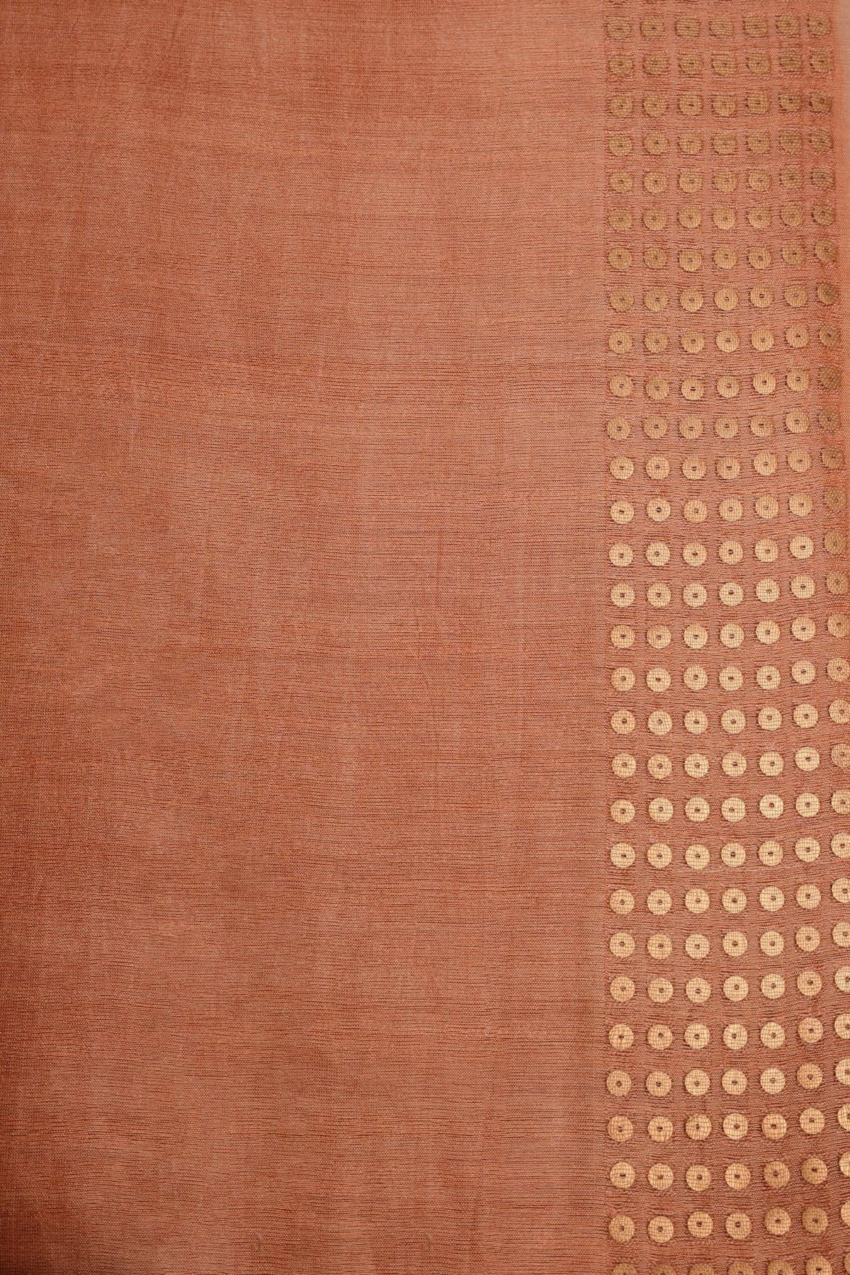 Rose Gold Matka Silk Saree with Sequence Weaving