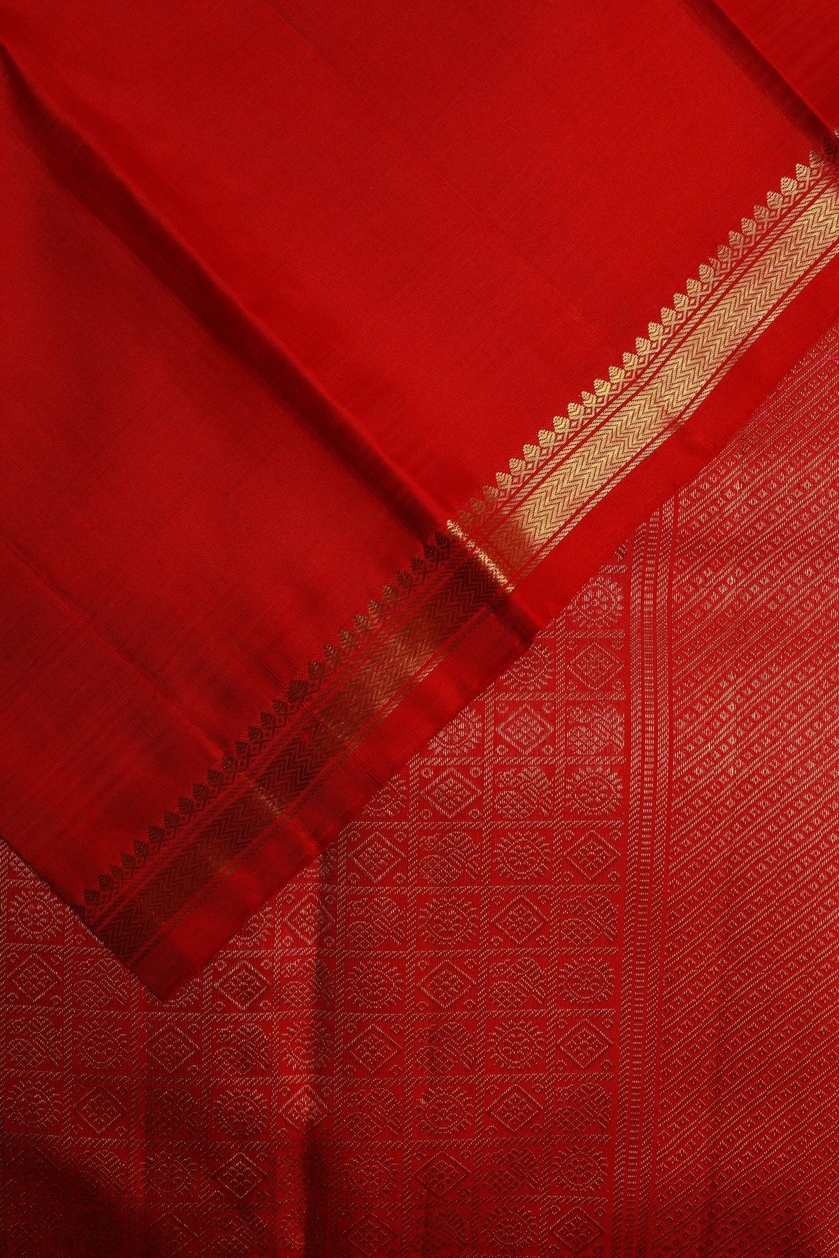 Sandalwood Kanjeevaram Saree with Light Orange Zari Border Mayil Chakram Buttas on Body