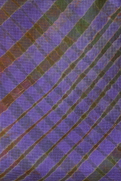 Violet Silk Kota Lahariya Saree, fabric detail