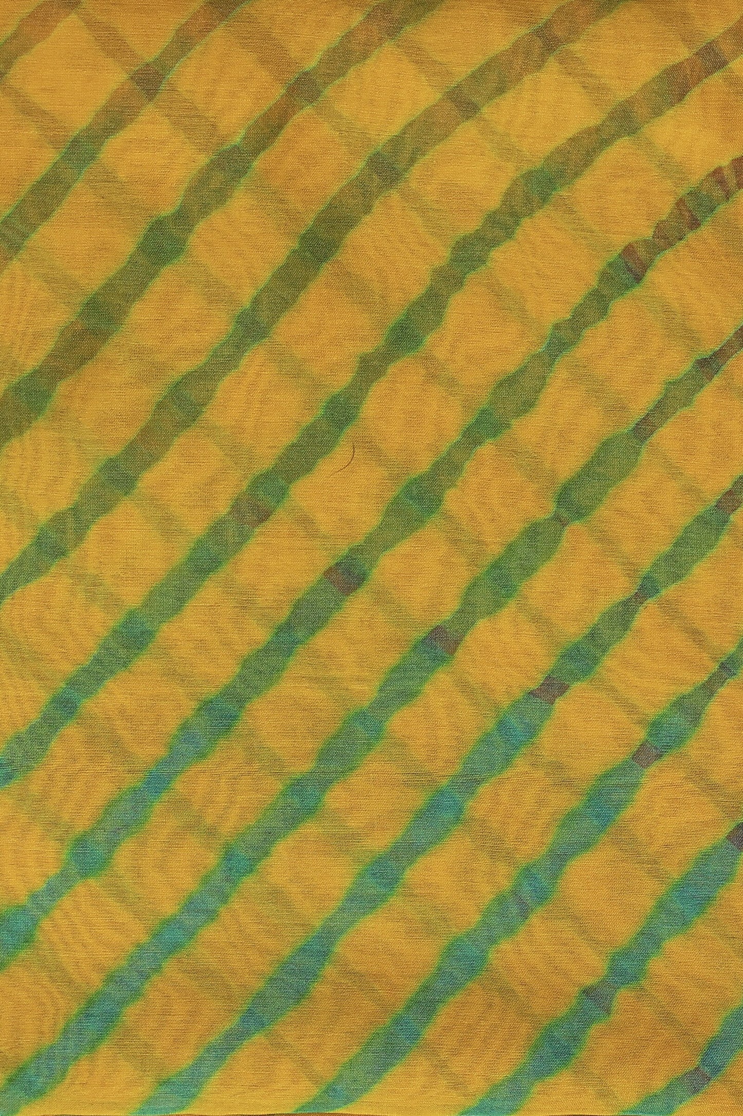 Yellow Chanderi Lahariya Saree, fabric detail