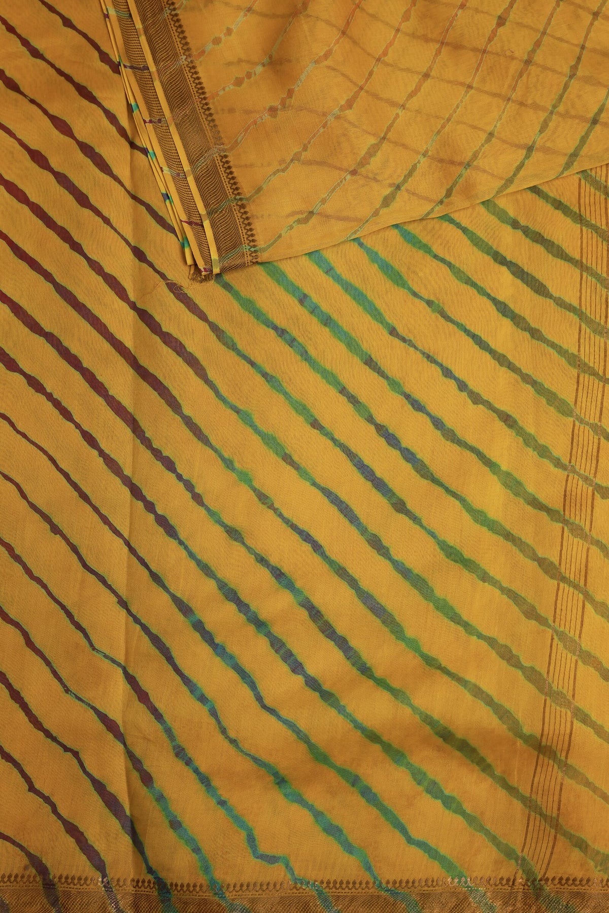 Yellow Chanderi Lahariya Saree, design view 3