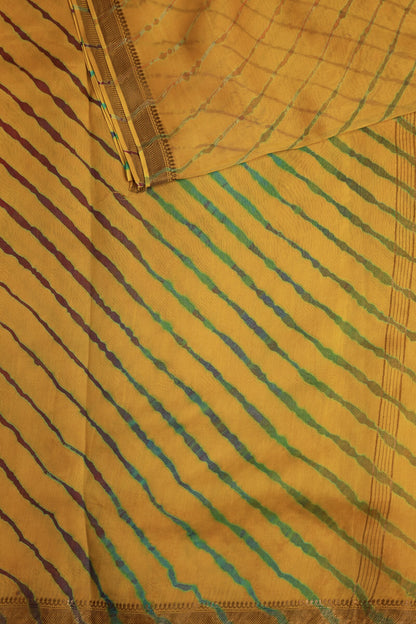 Yellow Chanderi Lahariya Saree, design view 3